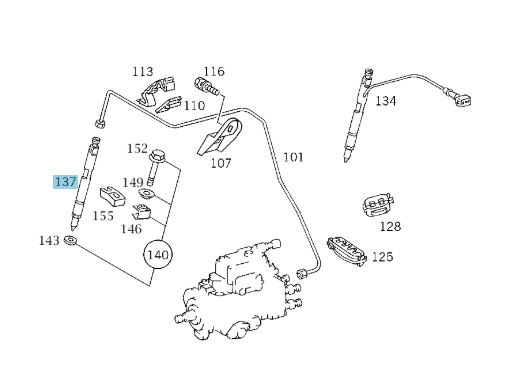 A0000104751 MERCEDES 602 NOZZLE HOLDER COMBINATION NO 1 2 3 4 5 GENUINE NEW