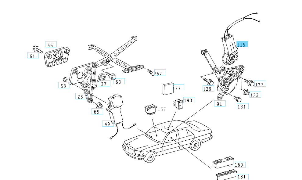 A0018204942 MERCEDES W126 LEFT REAR DOOR WINDOW ELECTRIC MOTOR GENUINE NEW
