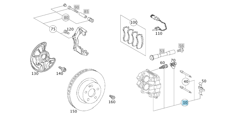 A0034205783 MERCEDES W211 TS BRAKE CALIPER PARTS SET LEFT GENUINE NEW