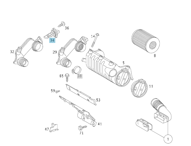 A0041537328 MERCEDES OM668 AIR FLOW SENSOR BOSCH 0 281 002 489 NEW