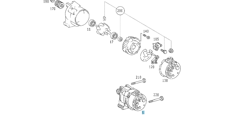 A0121544402 MERCEDES W168 VANEO ALTERNATOR 14V 90A BOSCH CASCO CAL15151GS