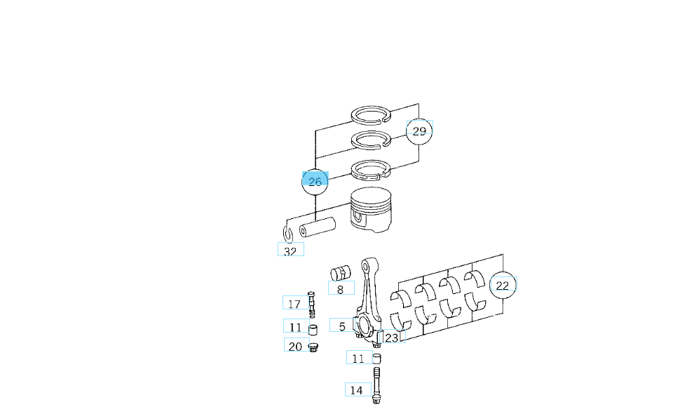 A1020303618 MERCEDES M102 PISTON SREPAIR SIZE II 90,00 MM GENUINE NEW