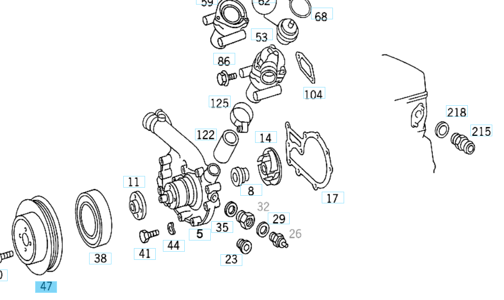 A1022001005 MERCEDES W102 BELT PULLEY GENUINE NEW