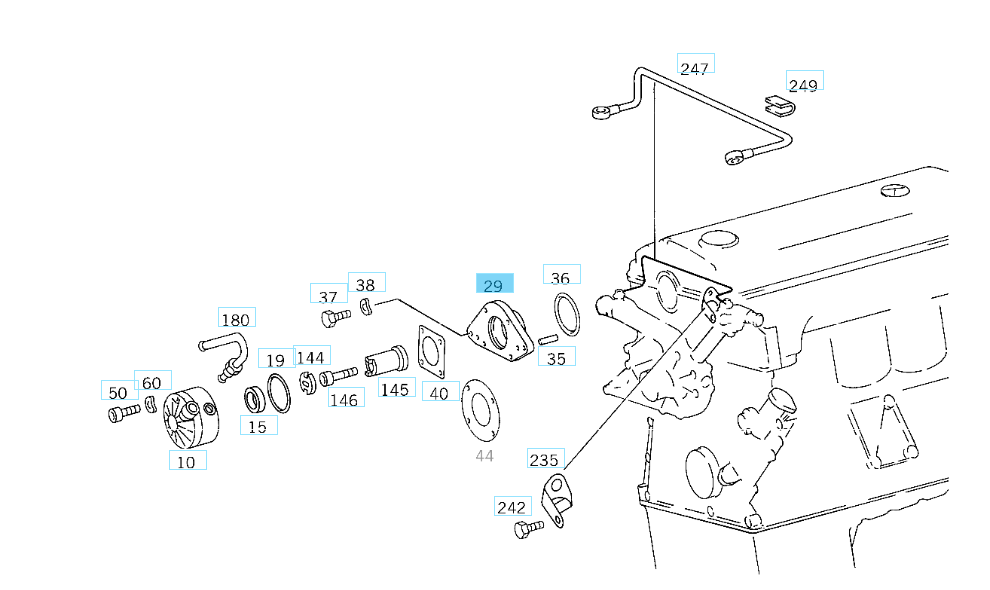 A1022300045 MERCEDES M102 RADIAL PISTON PUMP FLANGE GENUINE NEW