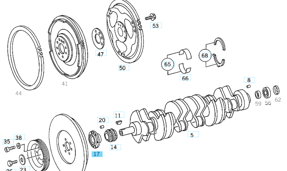 A1040300008 MERCEDES M103 104 601 602 605 604 HUB PULLEY GENUINE NEW