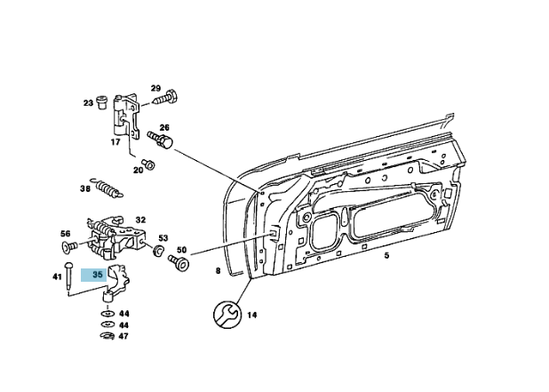 A1077230086 MERCEDES R107 FRONT DOOR CAM GENUINE NEW