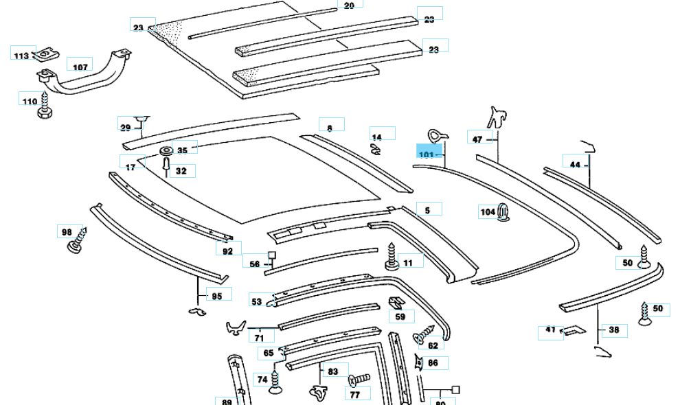 A1077900198 MERCEDES R107 TOP SEAL GENUINE NEW