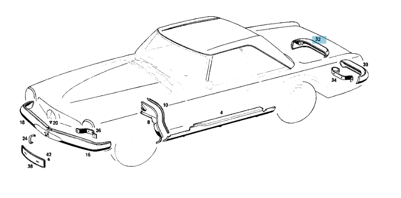 A1138800471 MERCEDES W113 REAR BUMPER FACE BAR GENUINE NEW