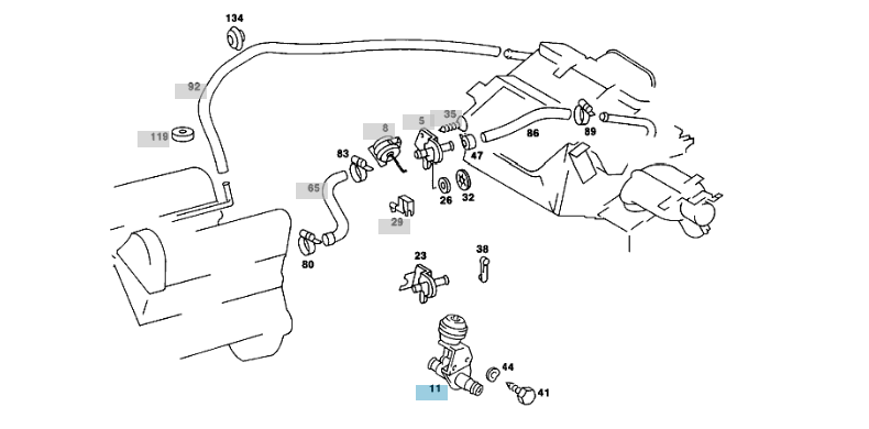 A1168001875 MERCEDES W116 R107 VACUUM SYSTEM ELEMENT GENUINE NEW