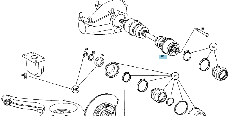 A1233500410 MERCEDES W114 W115 W123 REAR AXLE SHAFT GENUINE NEW