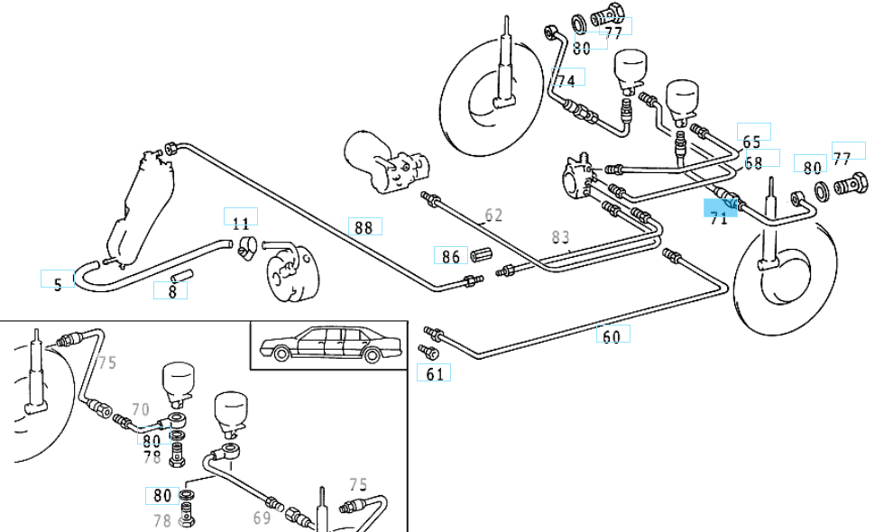 A1249977182 MERCEDES W124 SPRING AND SUSPENSION HOSE GENUINE NEW