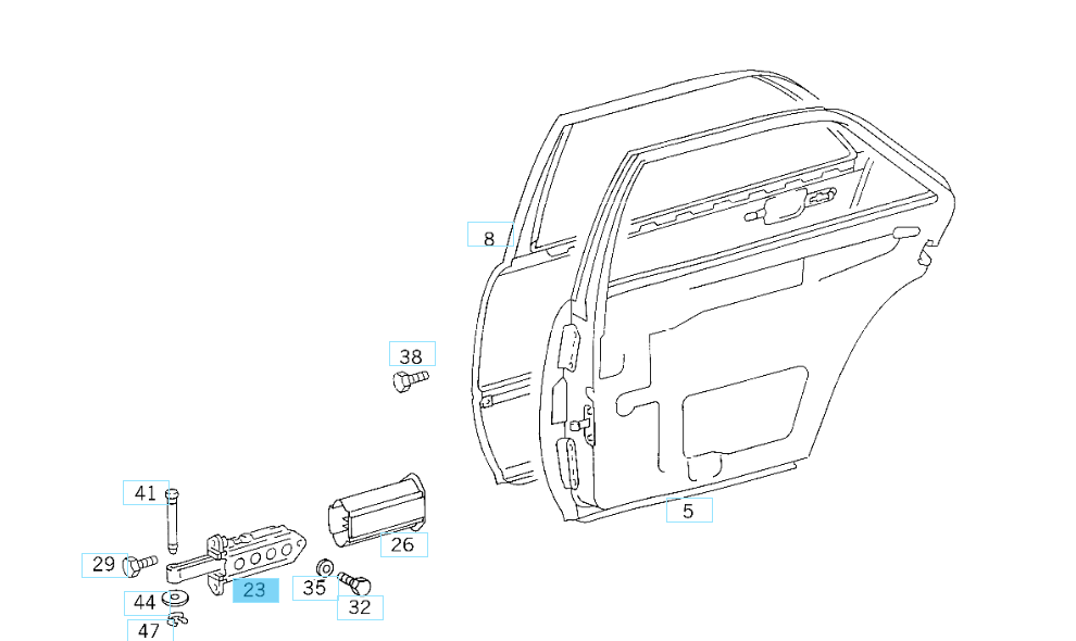 A1267200516 MERCEDES 124 126 201 DOOR CHECK FRONT DOOR GENUINE NEW