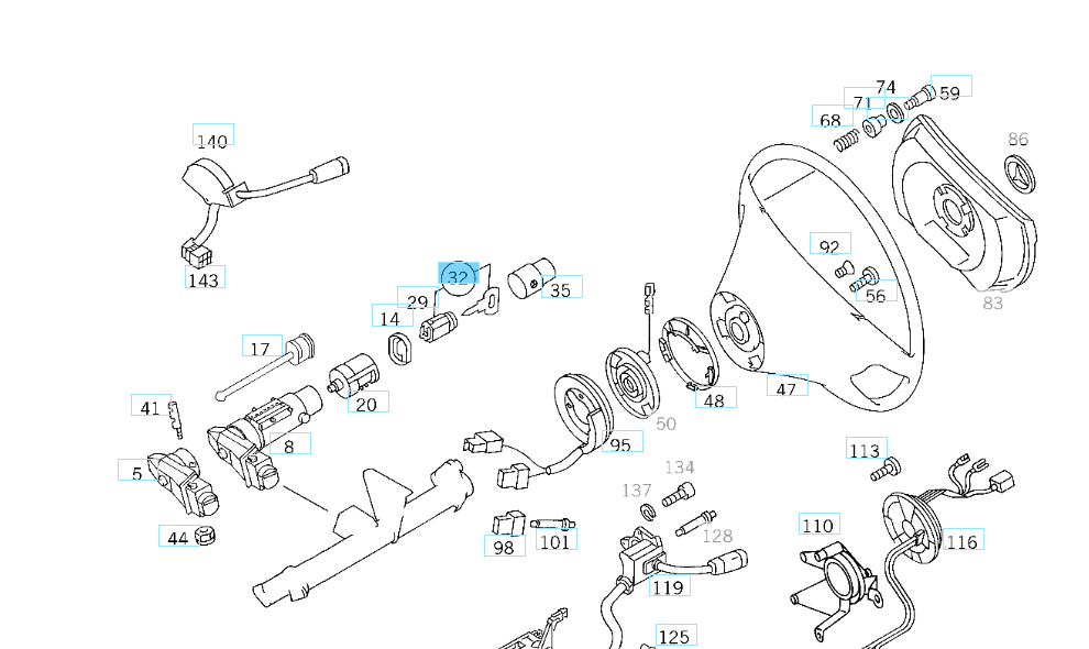 A1404601404 MERCEDES 129 140 TS LOCK CYLINDER GENUINE NEW