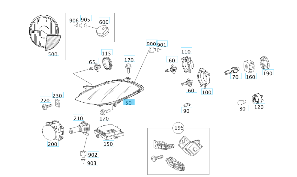 A1698200161 MERCEDES 169 LAMP UNIT LEFT, RIGHT HAND TRAFFIC GENUINE NEW