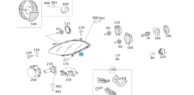 A1698207361 MERCEDES LIGHTING UNIT GENUINE NEW