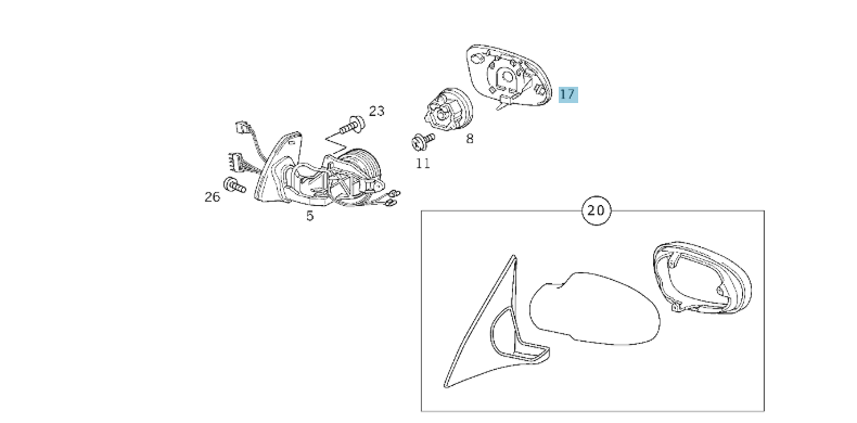 A1708101121 MERCEDES 170 MIRROR GLASS GENUINE NEW