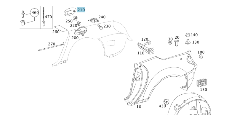 A1717500106 MERCEDES R171 REAR FENDER TANK FLAP GENUINE NEW