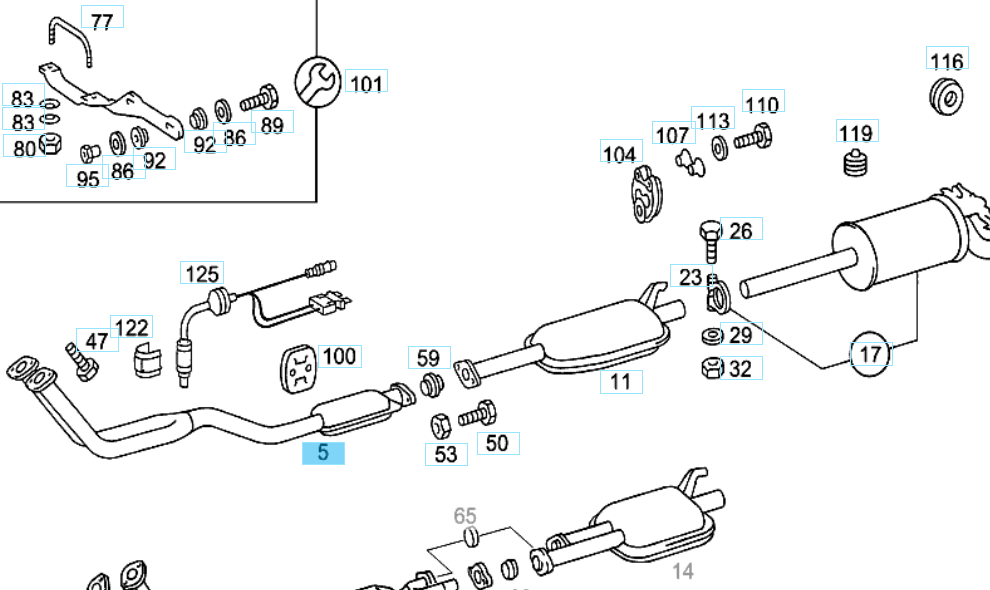 A2014904019 MERCEDES W201 FRONT SILENCER EXHAUST PIPE EBERSPACHER 23179881 NEW