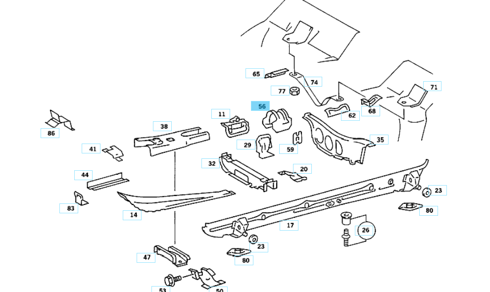 A2016100052 MERCEDES W201 FIXTURE BEARING IN TUNNEL CENTER GENUINE NEW