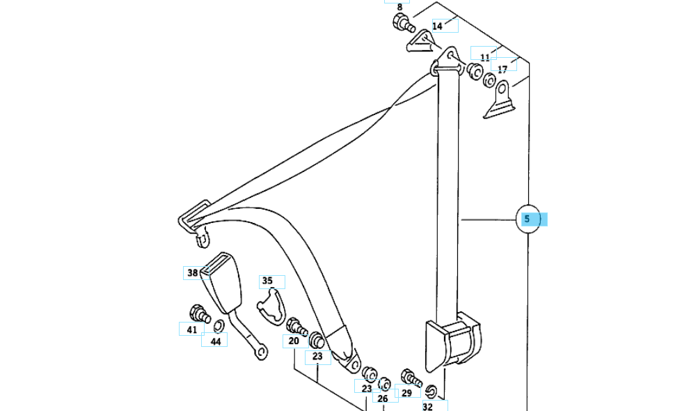 A2018603285 MERCEDES W201 SEAT BELT LESS LOCK RIGHT FRONT SEAT REPA GENUINE NEW