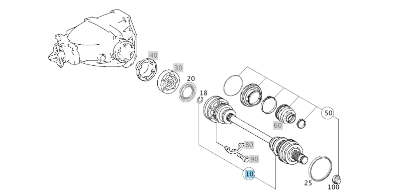 A2033506656 MERCEDES AXLE SHAFT GENUINE NEW