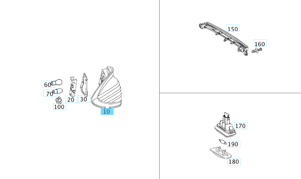 A2038200564 MERCEDES 203 TAIL LAMP LEFT GENUINE NEW