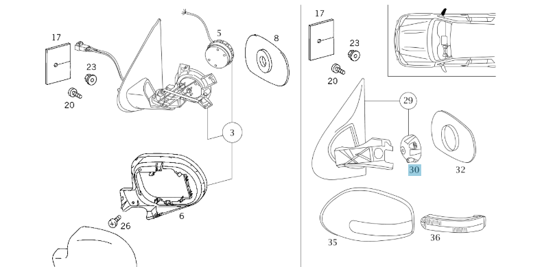 A2038202242 MERCEDES W203 W210 W211 W220 LEFT MIRROR ELECTRIC MOTOR GENUINE NEW