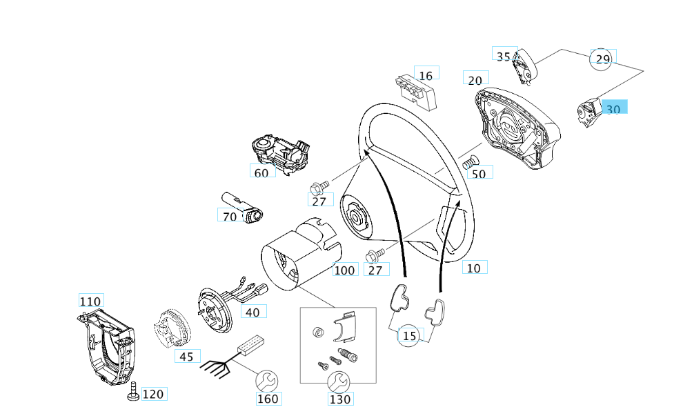 A2038210879 7218 MERCEDES W203 STEERING ORION GREY LEFT SWITCH GENUINE NEW