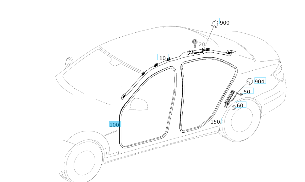 A2046970951 9B00 MERCEDES W204 EDGE GUARD FRONT LEFT BLACK ULO 3036013 NEW