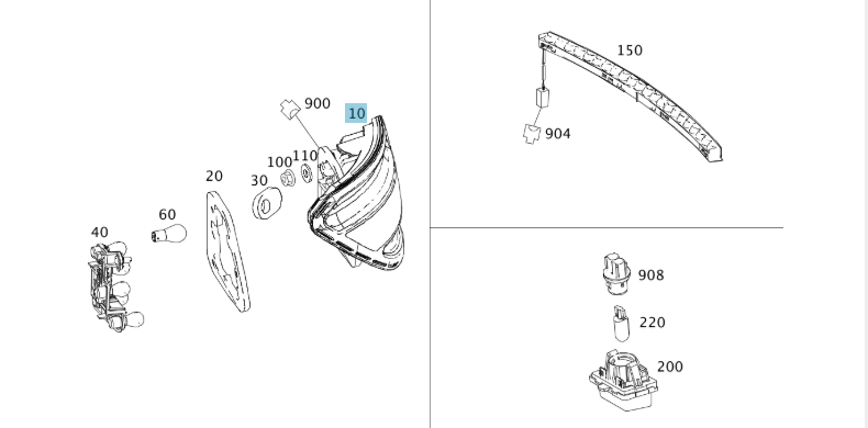 A2048200264 MERCEDES 204 TAIL LAMP RIGHT GENUINE NEW
