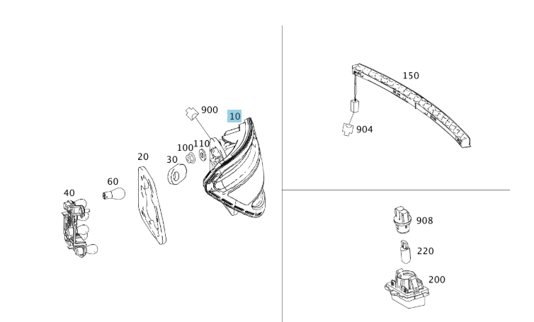 A2048203064 MERCEDES W204 TAIL LAMP RIGHT GENUINE NEW