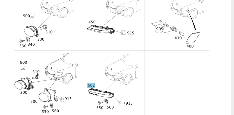 A2049068900 MERCEDES 204 207 212 218 DAYTIME RUNNING LAMP LEFT GENUINE NEW