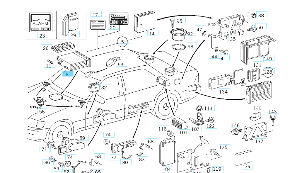 A2088200386 MERCEDES 168 170 202 208 210 463 RADIO SET ASSEMBLY GENUINE NEW