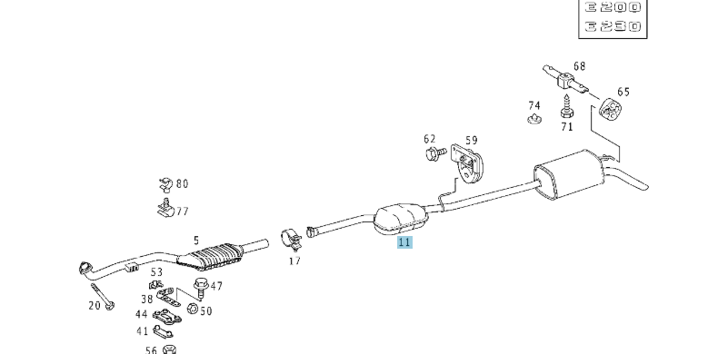 A2104901221 MERCEDES W210 REAR EXHAUST MUFFLER PIPE EBERSPRACHER 23.495.83 NEW