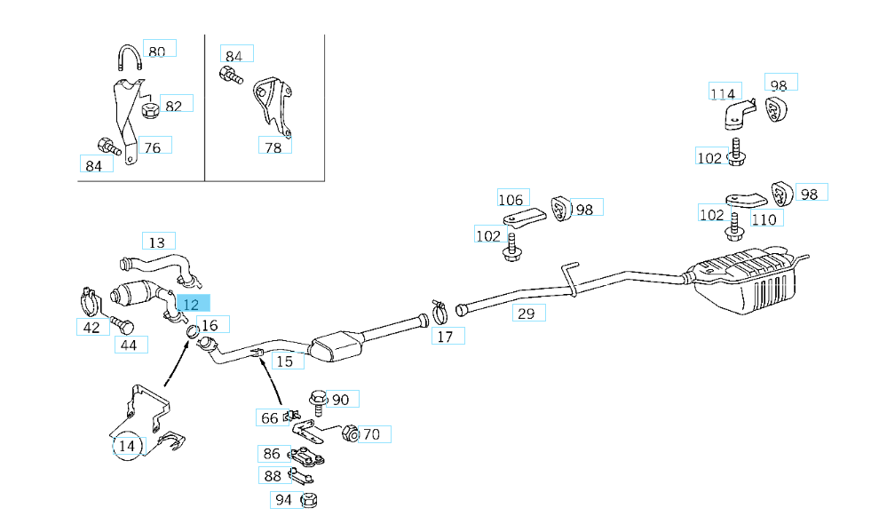 A2104907714 MERCEDES W202 W210 FRONT CATALYTIC CONVERTER DIESEL GAT 10429 NEW