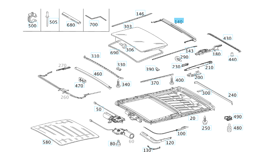 A2107800013 MERCEDES 210 RAIL GENUINE NEW