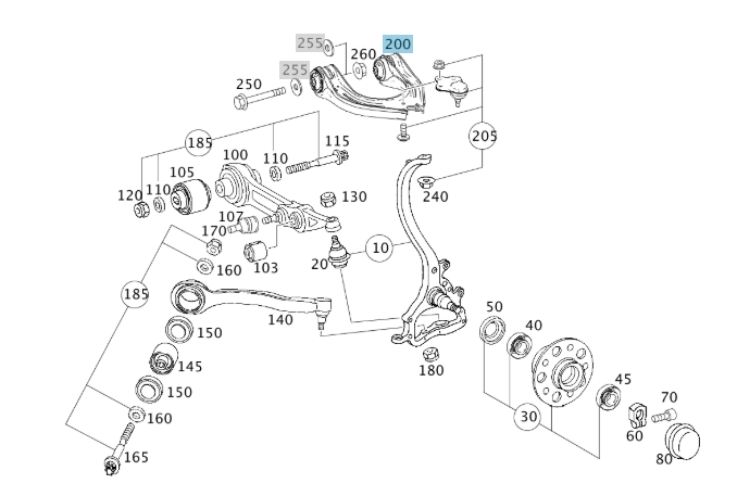 A2113308907 MERCEDES W211 W219 TRANSV. CONTROL ARM TOP LEFT GENUINE NEW