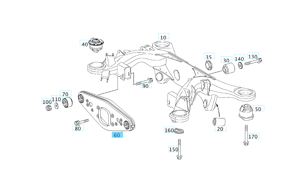 A2113507008 MERCEDES W211 R230 REAR CROSSMEMBER FINAL DRIVE GENUINE NEW