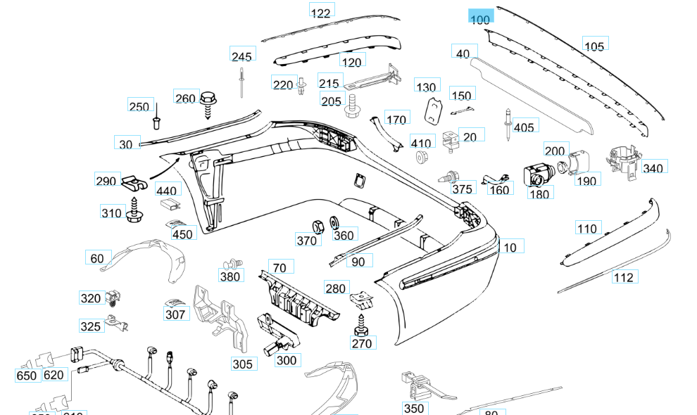 A2118850121 9744 MERCEDES W211 RAIL CENTER REAR BR. SILVER METALLIC GENUINE NEW