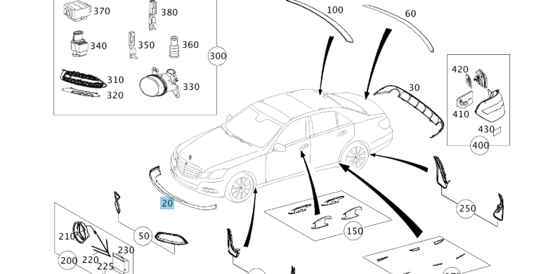 A2128800408 MERCEDES W212 FRONT SPOILER PARTS KIT GENUINE NEW