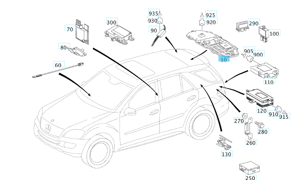 A2518202275 MERCEDES 164 251 ANTENNA GENUINE NEW