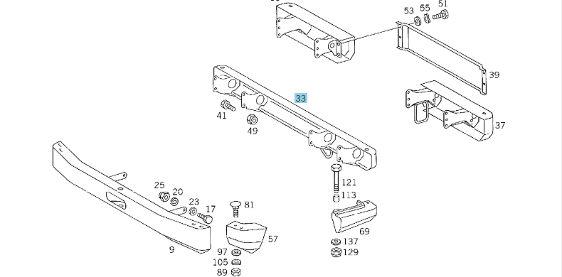 A4605200971 MERCEDES 460 461 BUMPER REAR GENUINE NEW