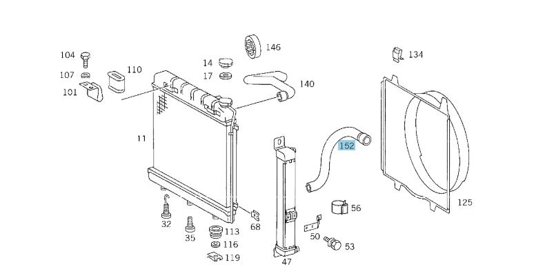 A6015013382 MERCEDES W601 W602 W611 RADIATOR BOTTOM HOSE GENUINE NEW