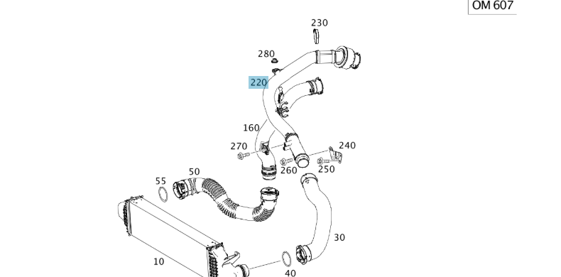 A6070900300 MERCEDES 117 156 176 246 CHARGE AIR LINE GENUINE NEW