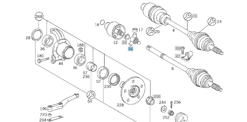 A6313301301 MERCEDES W631 VAN FRONT AXLE DRIVE SHAFT LOBRO/GKN 302865 NEW