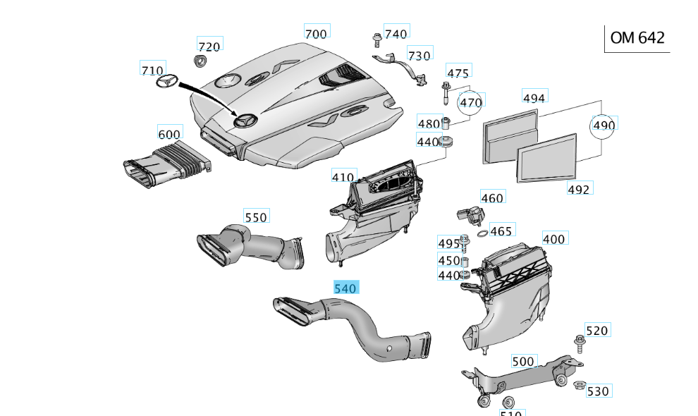 A6420948797 MERCEDES 166 292 RAW AIR LINE GENUINE NEW
