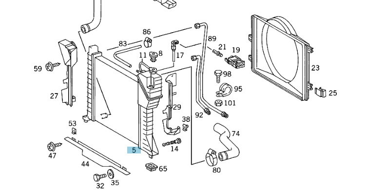 A9015001800 MERCEDES 901 902 903 904 RADIATOR USED WITHOUT AC GENUINE NEW