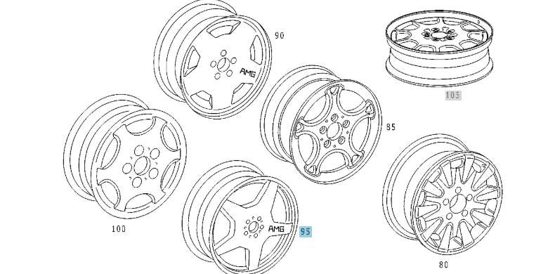 B66031005 - HWA1704010102 MERCEDES AMG 5-HOLE FRONT DISC WHEEL GENUINE NEW
