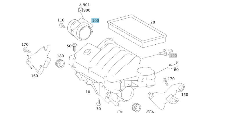 A0000943348 MERCEDES 640 MASS AIR FLOW SENSOR GENUINE NEW