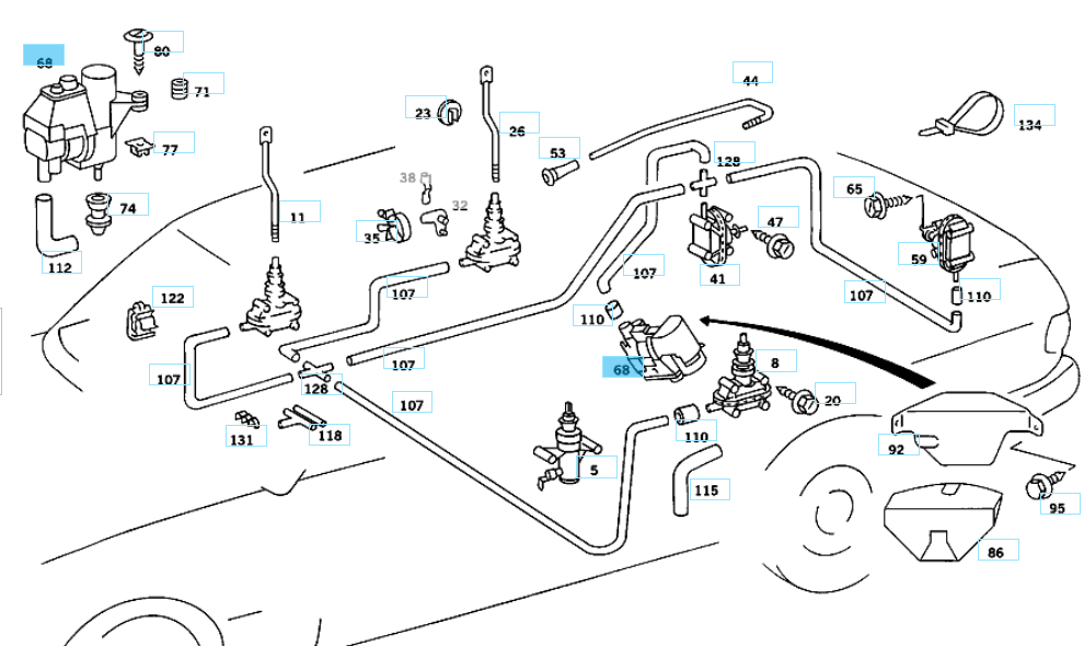 A0008000348 MERCEDES W126 W201 VACUUM SYSTEM PUMP GENUINE NEW